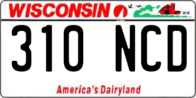 WI license plate 310NCD