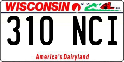 WI license plate 310NCI