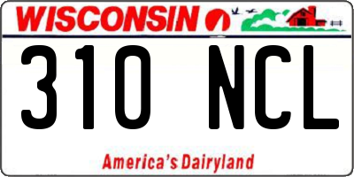 WI license plate 310NCL