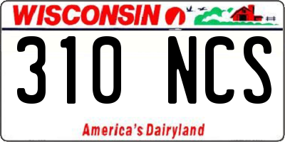 WI license plate 310NCS
