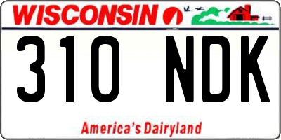 WI license plate 310NDK