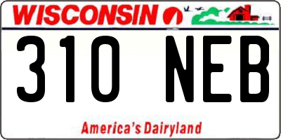 WI license plate 310NEB
