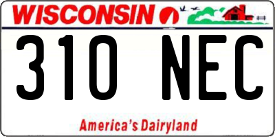 WI license plate 310NEC