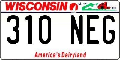 WI license plate 310NEG