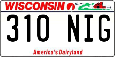 WI license plate 310NIG