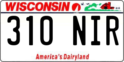 WI license plate 310NIR
