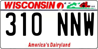 WI license plate 310NNW