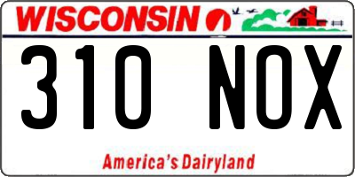 WI license plate 310NOX
