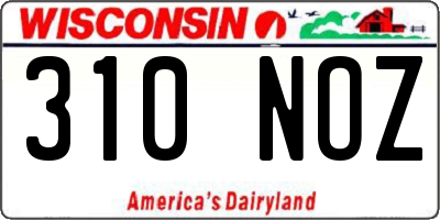 WI license plate 310NOZ