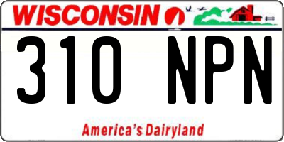 WI license plate 310NPN