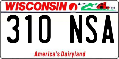 WI license plate 310NSA