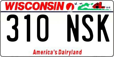 WI license plate 310NSK