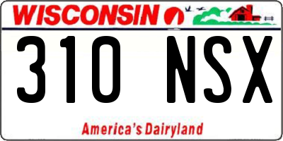 WI license plate 310NSX