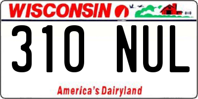 WI license plate 310NUL