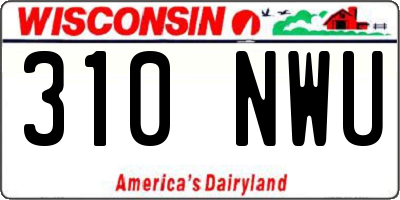 WI license plate 310NWU