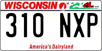 WI license plate 310NXP