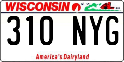 WI license plate 310NYG