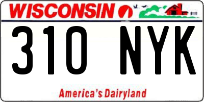 WI license plate 310NYK