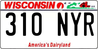 WI license plate 310NYR