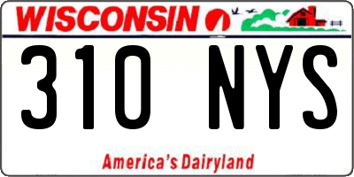 WI license plate 310NYS