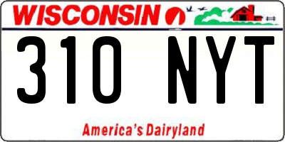 WI license plate 310NYT