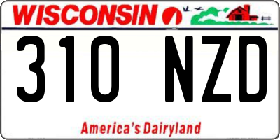 WI license plate 310NZD