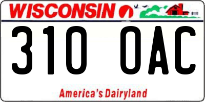 WI license plate 310OAC