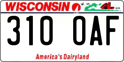 WI license plate 310OAF