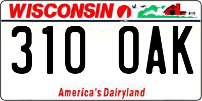 WI license plate 310OAK