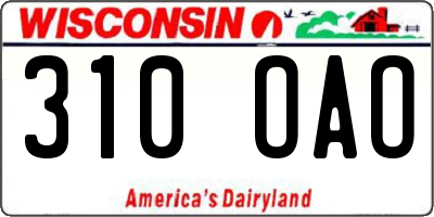 WI license plate 310OAO