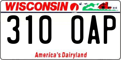 WI license plate 310OAP