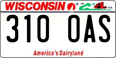 WI license plate 310OAS