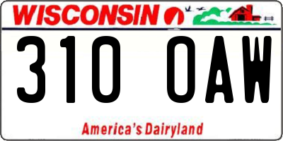 WI license plate 310OAW