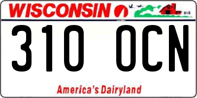 WI license plate 310OCN