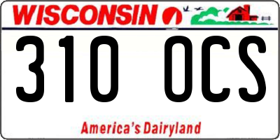WI license plate 310OCS