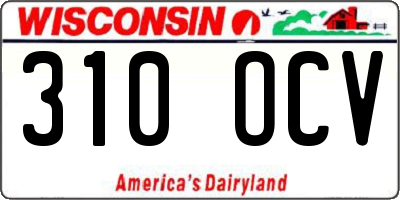 WI license plate 310OCV