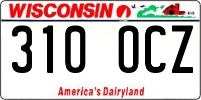 WI license plate 310OCZ