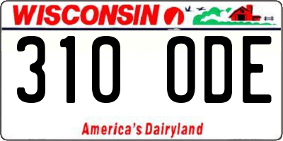 WI license plate 310ODE