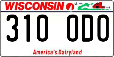 WI license plate 310ODO