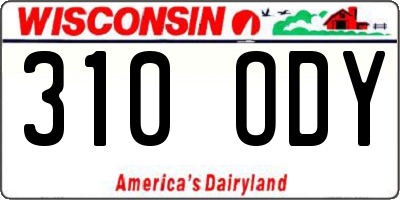 WI license plate 310ODY