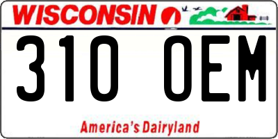 WI license plate 310OEM