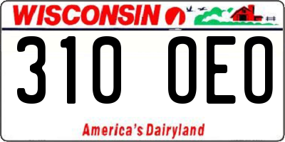 WI license plate 310OEO