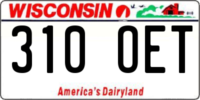 WI license plate 310OET
