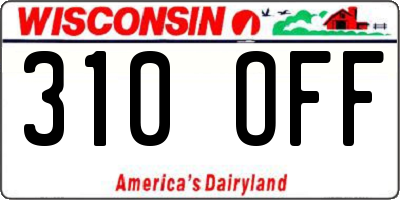 WI license plate 310OFF