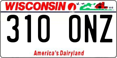 WI license plate 310ONZ
