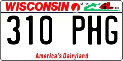 WI license plate 310PHG