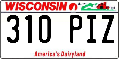 WI license plate 310PIZ