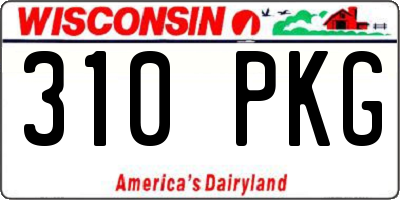 WI license plate 310PKG
