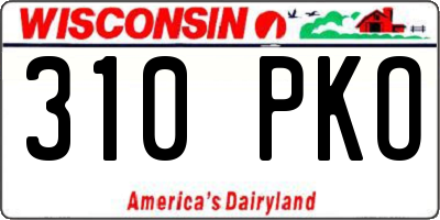 WI license plate 310PKO