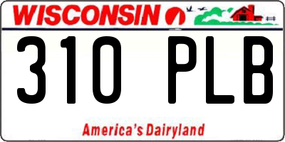 WI license plate 310PLB